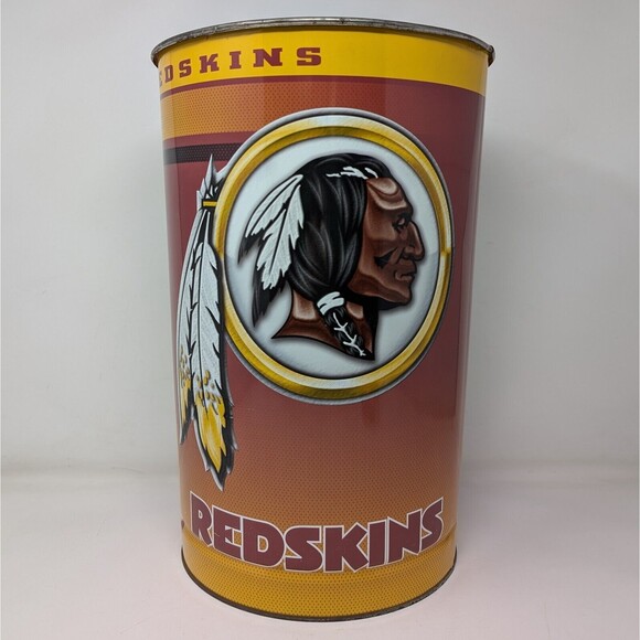 Vtg Washington Redskins 15" Metal Trash Can Waste Basket WinCraft NFL Football - Picture 1 of 7